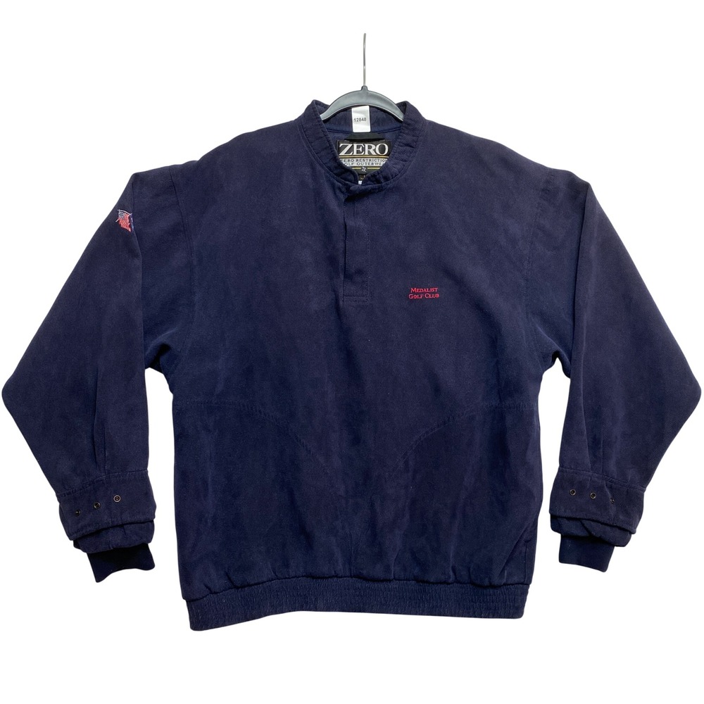 Zero Restriction Pullover Mens L Navy Blue Golf Outerwear Medalist Golf Club ZR